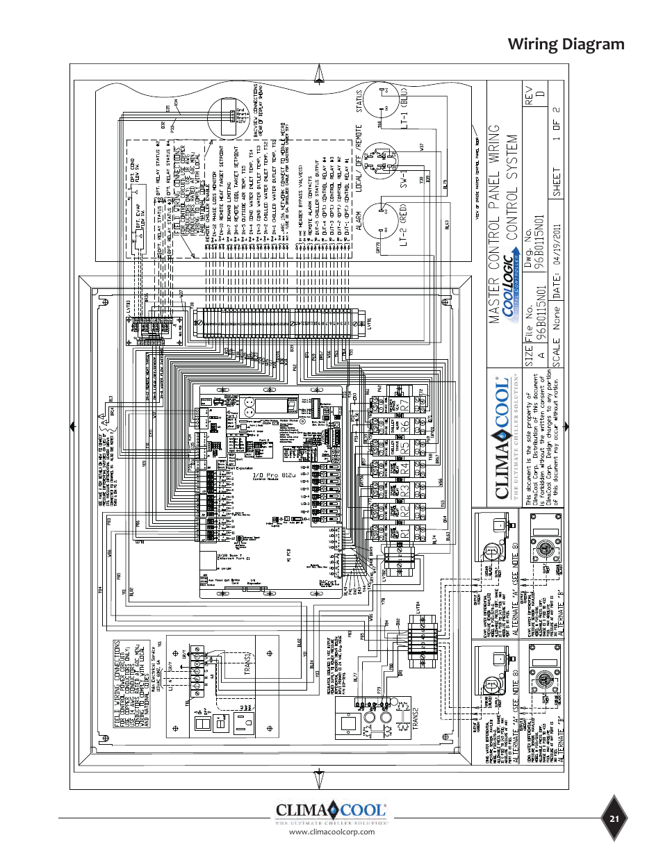 Wiring diagram | ClimaCool CoolLogic Control System User Manual | Page 21 / 25