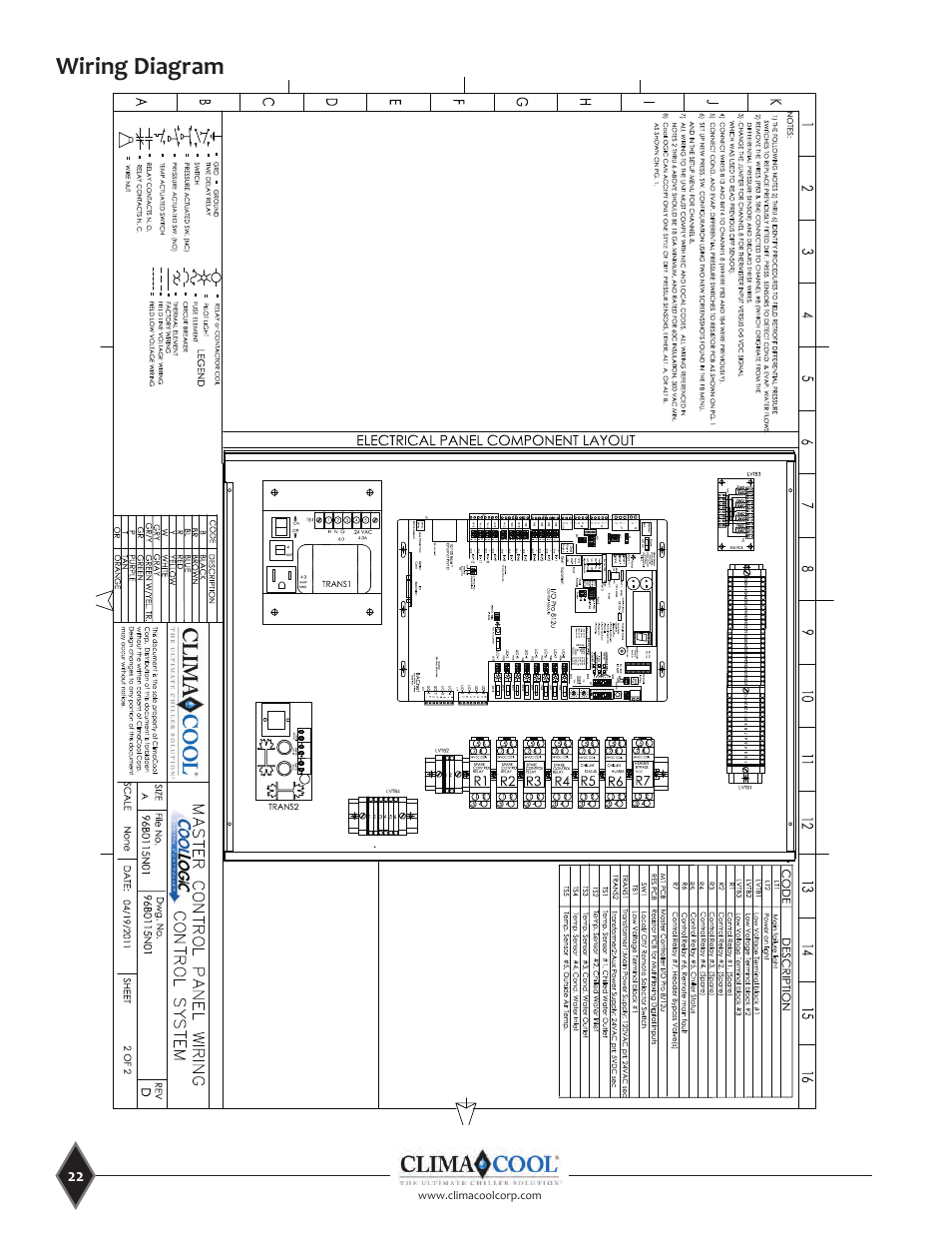 Wiring diagram | ClimaCool CoolLogic Control System User Manual | Page 22 / 25