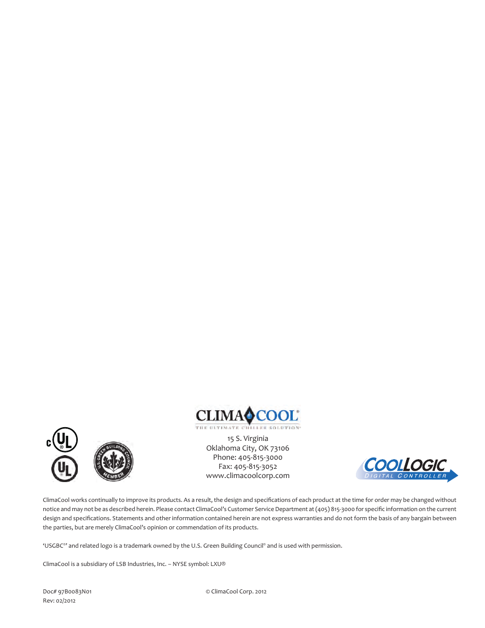 ClimaCool CoolLogic Control System User Manual | Page 25 / 25