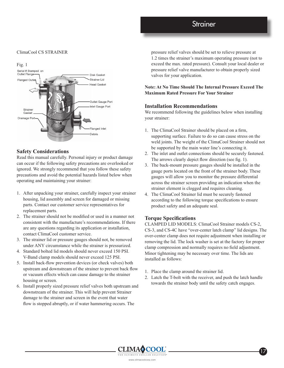 Strainer | ClimaCool IOM AR2 SERIES User Manual | Page 19 / 80