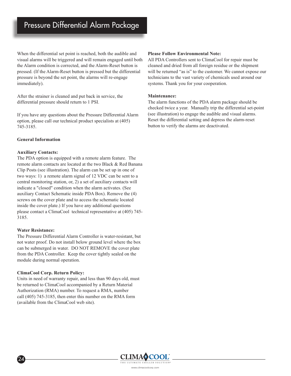 Pressure differential alarm package | ClimaCool IOM AR2 SERIES User Manual | Page 26 / 80