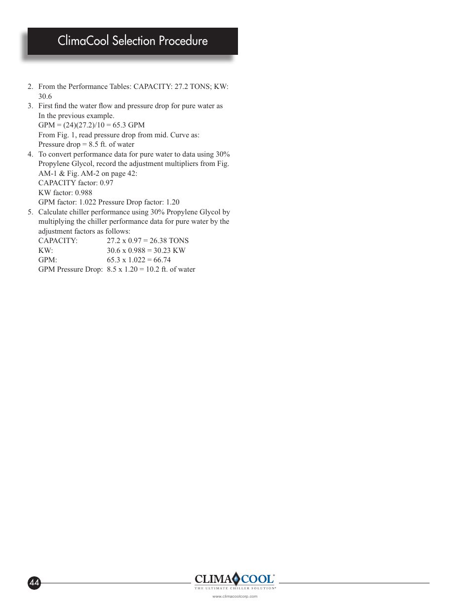 Climacool selection procedure | ClimaCool IOM AR2 SERIES User Manual | Page 46 / 80