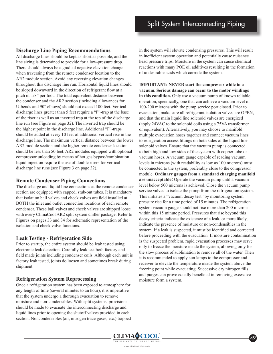 Split system interconnecting piping | ClimaCool IOM AR2 SERIES User Manual | Page 51 / 80