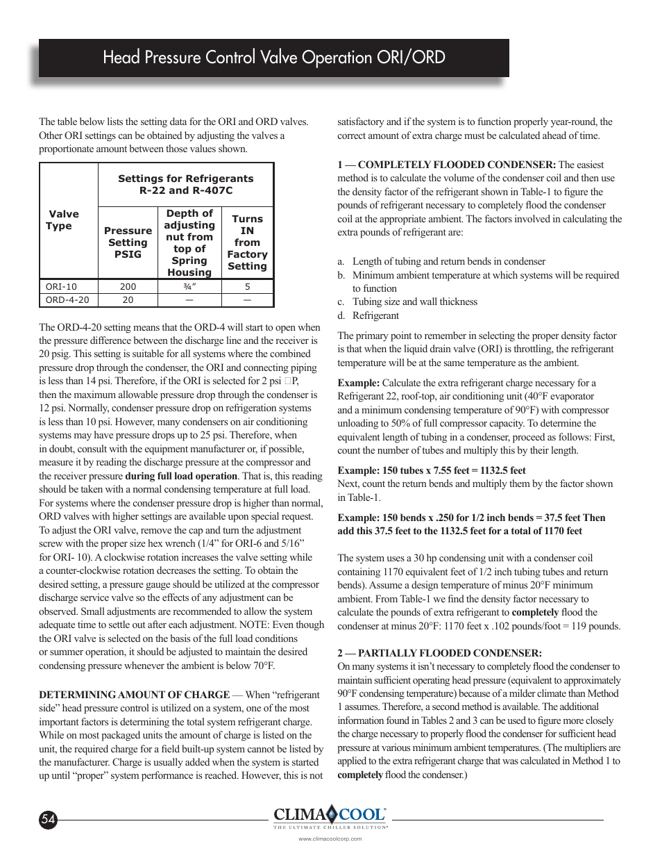 Head pressure control valve operation ori/ord | ClimaCool IOM AR2 SERIES User Manual | Page 56 / 80