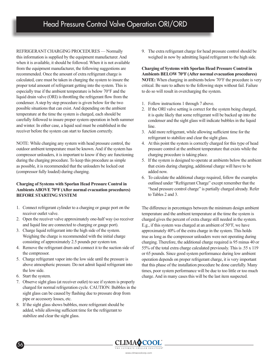Head pressure control valve operation ori/ord | ClimaCool IOM AR2 SERIES User Manual | Page 58 / 80