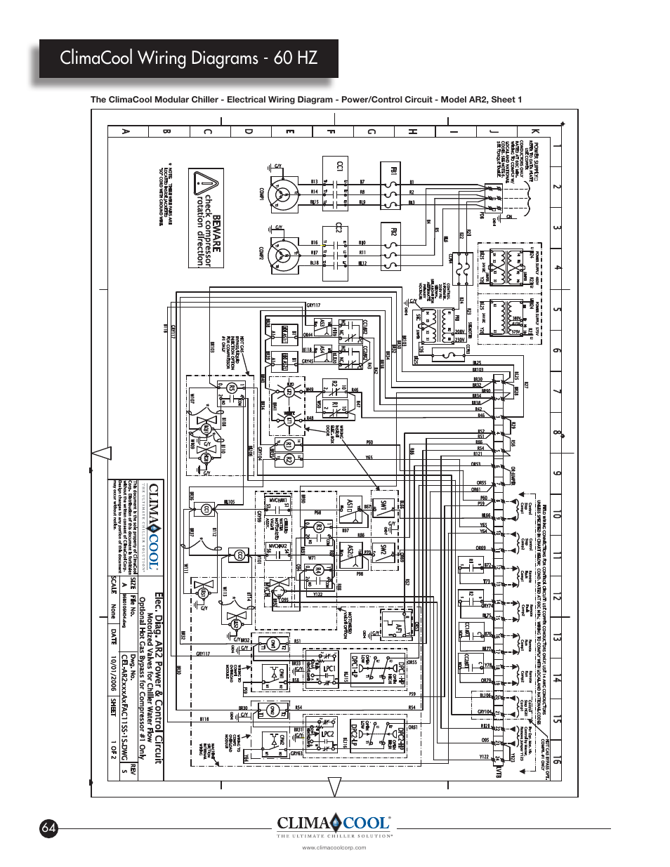 Climacool, Wiring diagrams - 60 hz, Climacool wiring diagrams - 60 hz | The climacool | ClimaCool IOM AR2 SERIES User Manual | Page 66 / 80