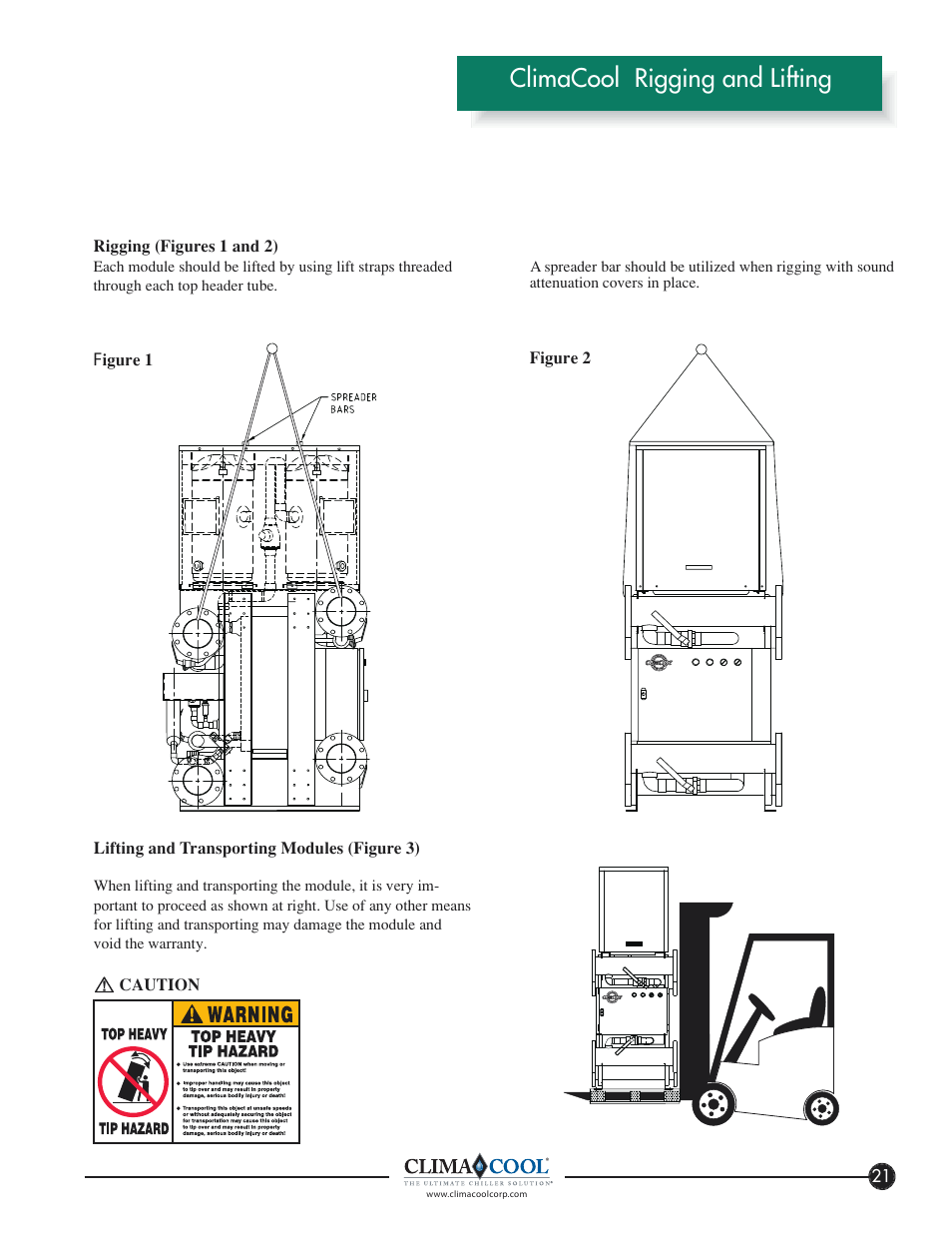 Climacool rigging and lifting | ClimaCool FLEX SERIES 30, 50, 65 User Manual | Page 23 / 40