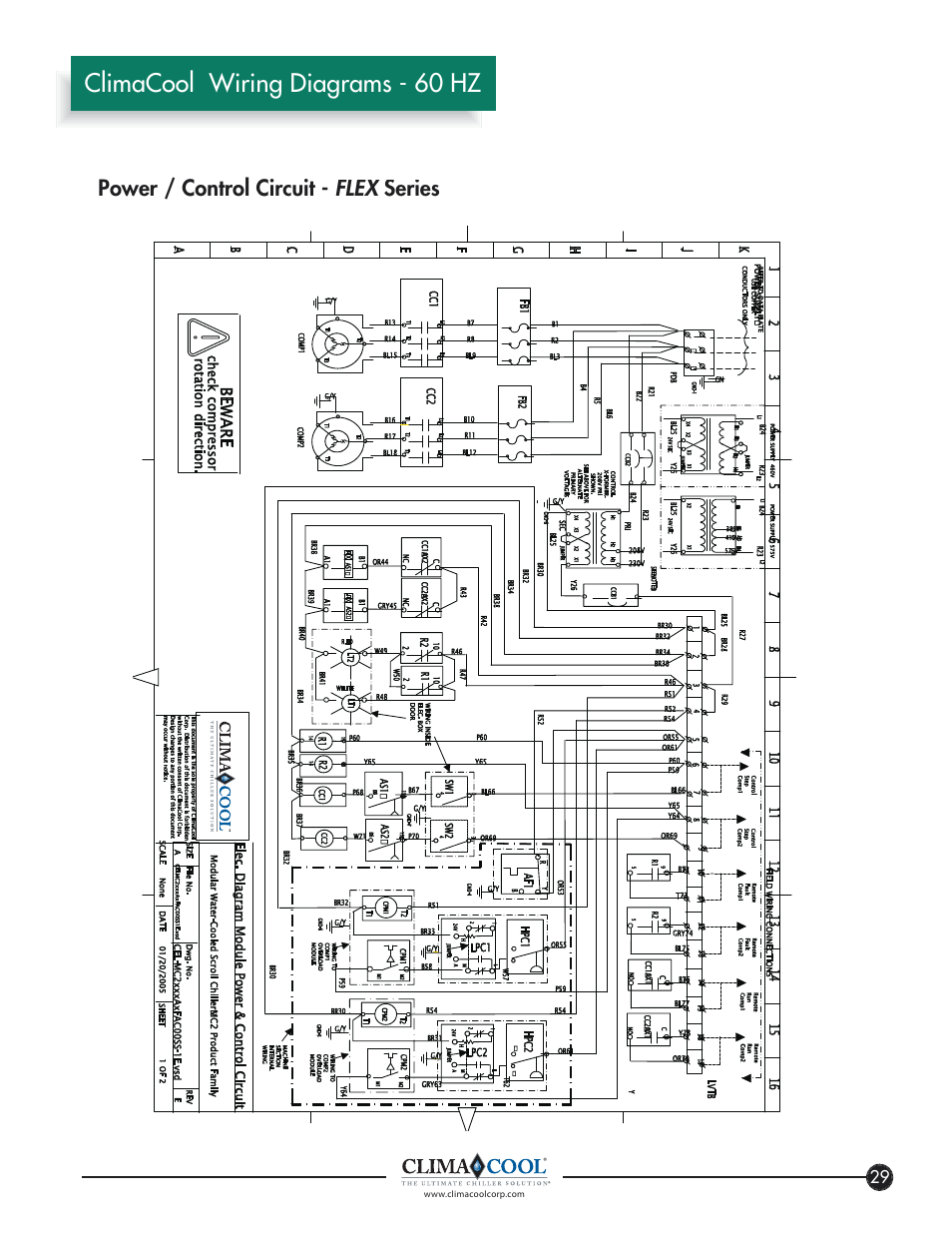 Climacool wiring diagrams - 60 hz, Power / control circuit - flex series x | ClimaCool FLEX SERIES 30, 50, 65 User Manual | Page 31 / 40