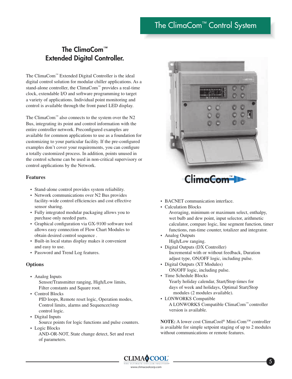 Control system, The climacom, Extended digital controller | ClimaCool FLEX SERIES 30, 50, 65 User Manual | Page 7 / 40