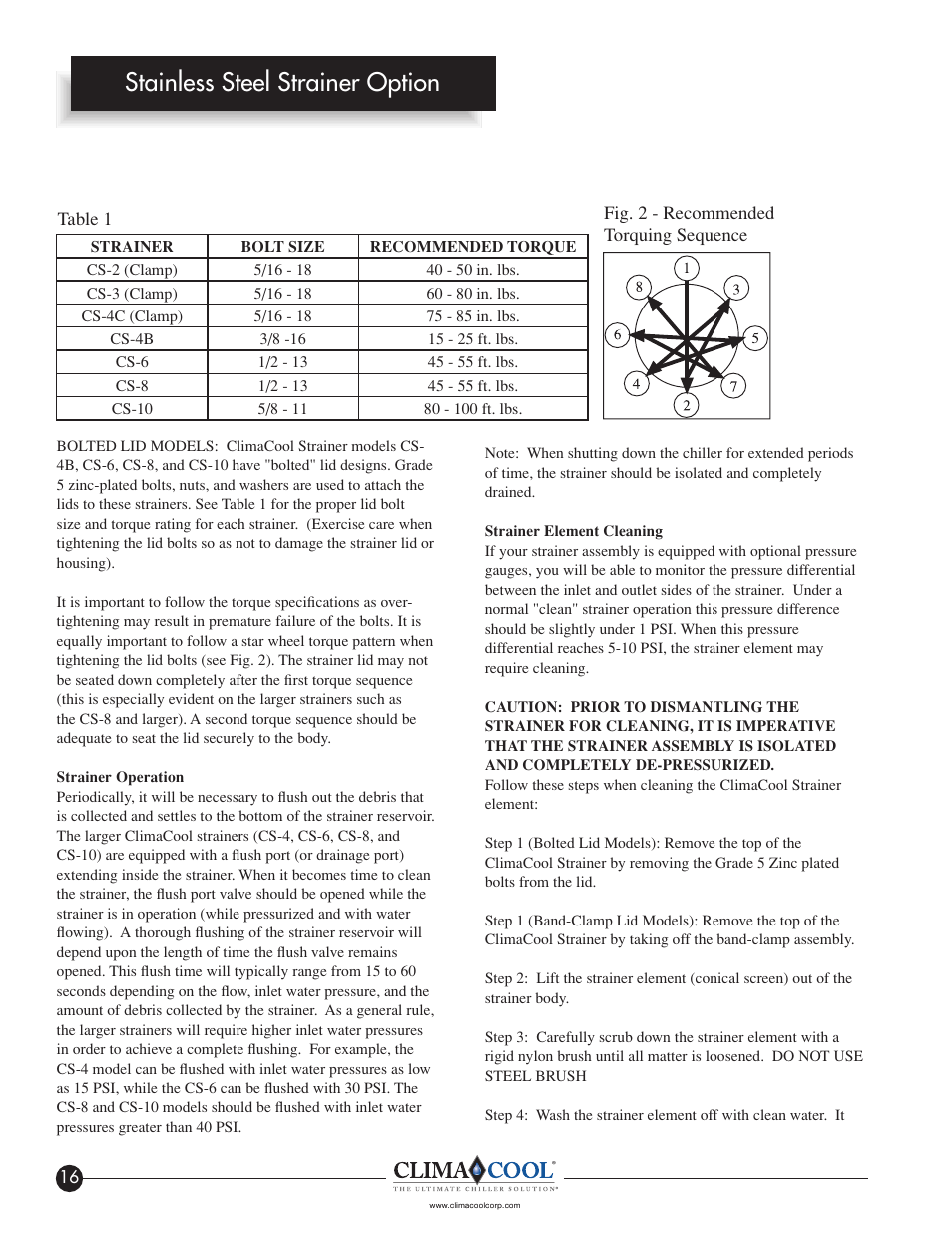 Stainless steel strainer option | ClimaCool IOM FLEX SERIES User Manual | Page 18 / 50
