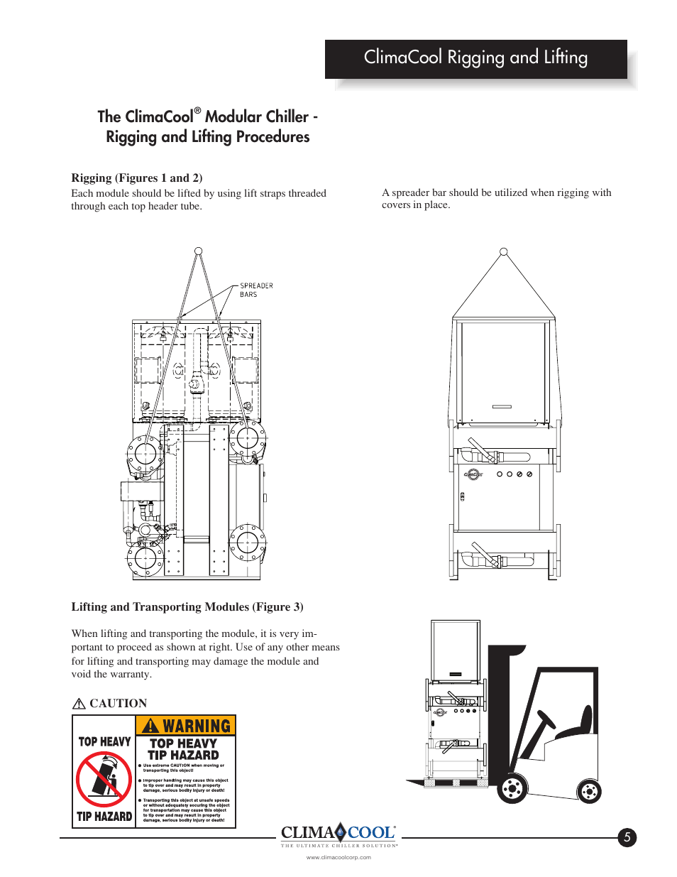 Climacool rigging and lifting, The climacool, Modular chiller - rigging and lifting procedures | ClimaCool IOM FLEX SERIES User Manual | Page 7 / 50