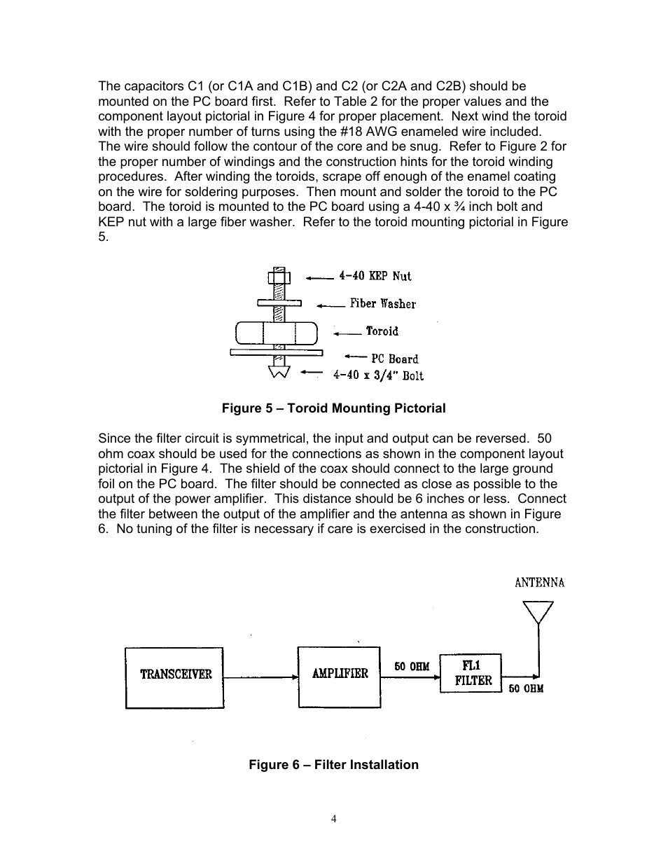 Figure 5 – toroid mounting pictorial | Communication Concepts FL1 Low Pass Filter User Manual | Page 4 / 6