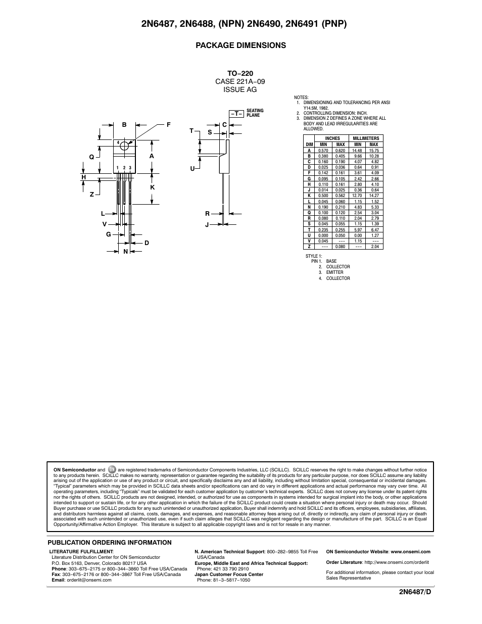 Package dimensions | Communication Concepts 2N6488 User Manual | Page 6 / 6