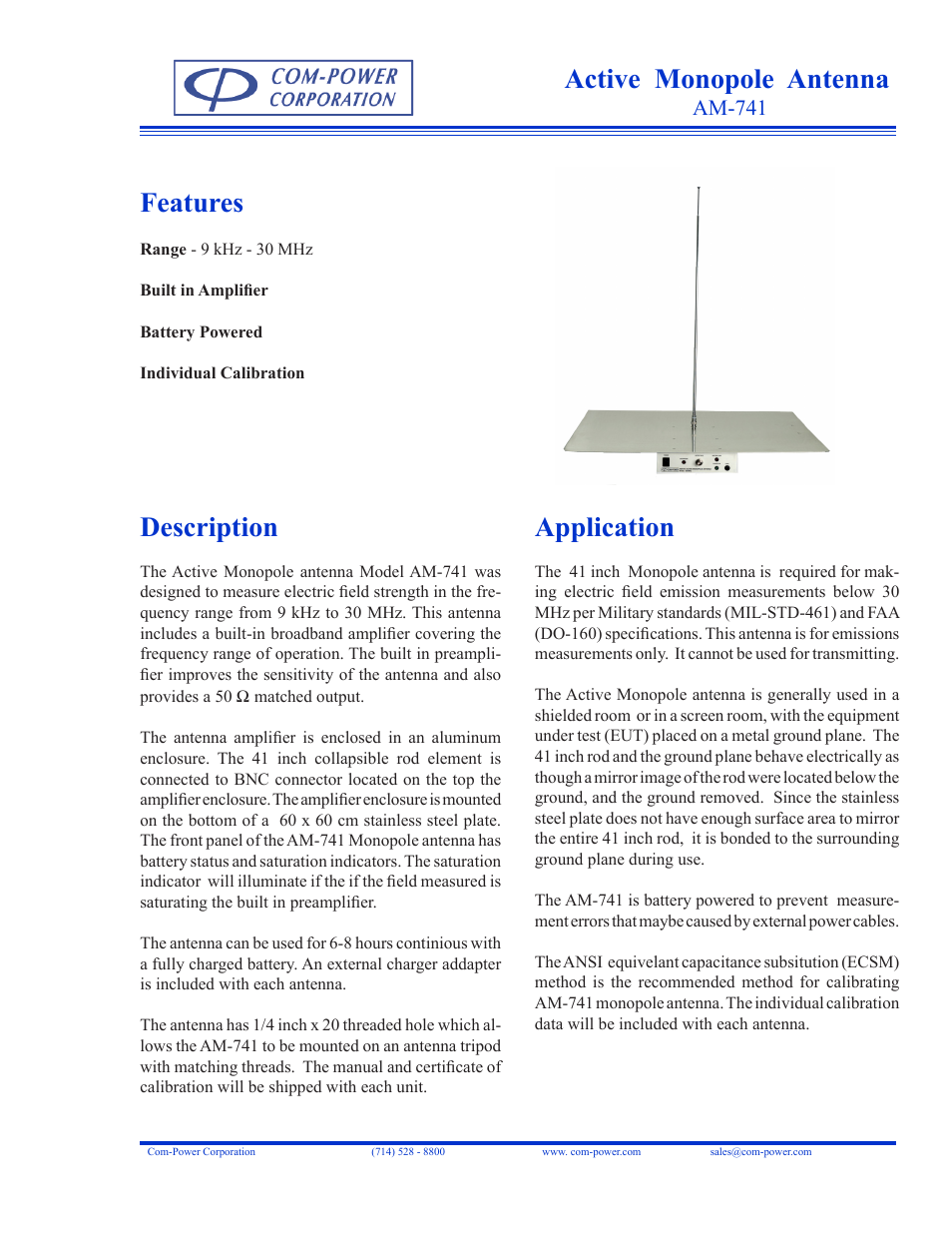 Com-Power AM-741 User Manual | 2 pages