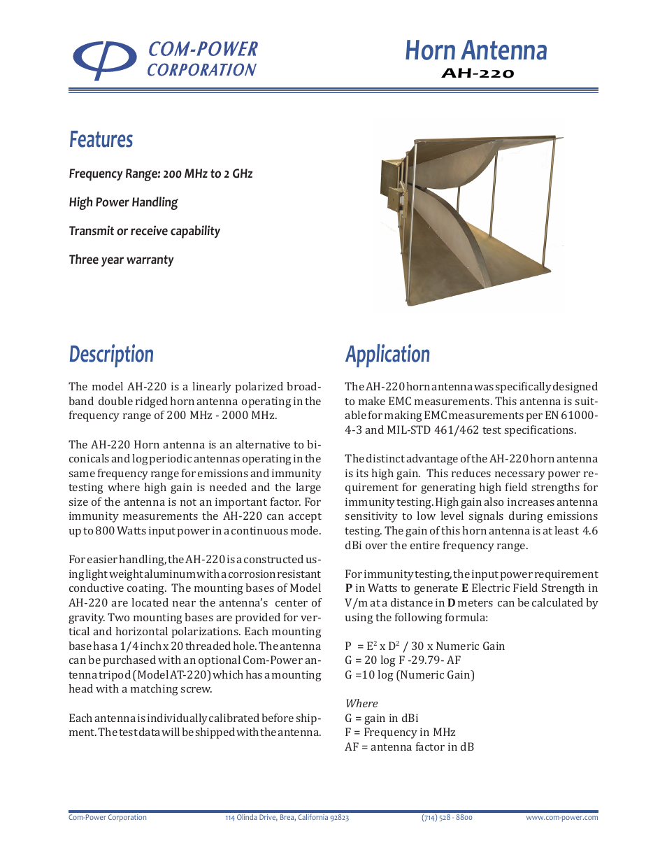 Com-Power AH-220 User Manual | 2 pages