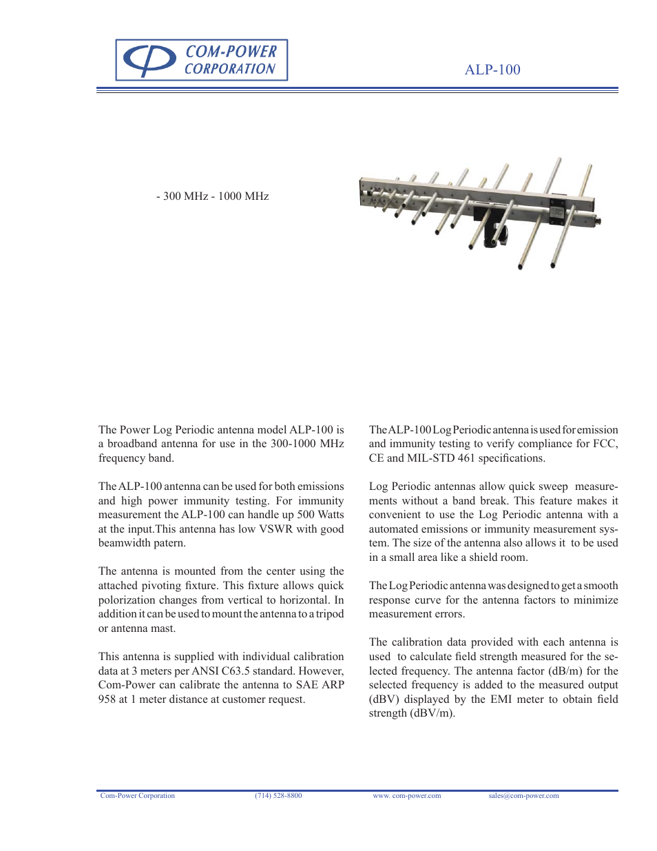 Com-Power ALP-100 User Manual | 2 pages