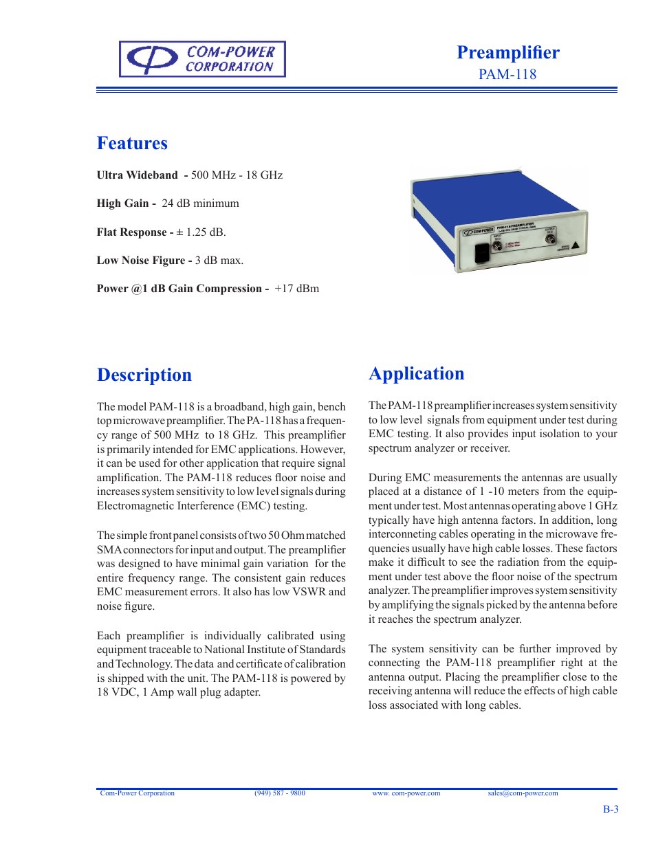 Com-Power PAM-118 User Manual | 2 pages