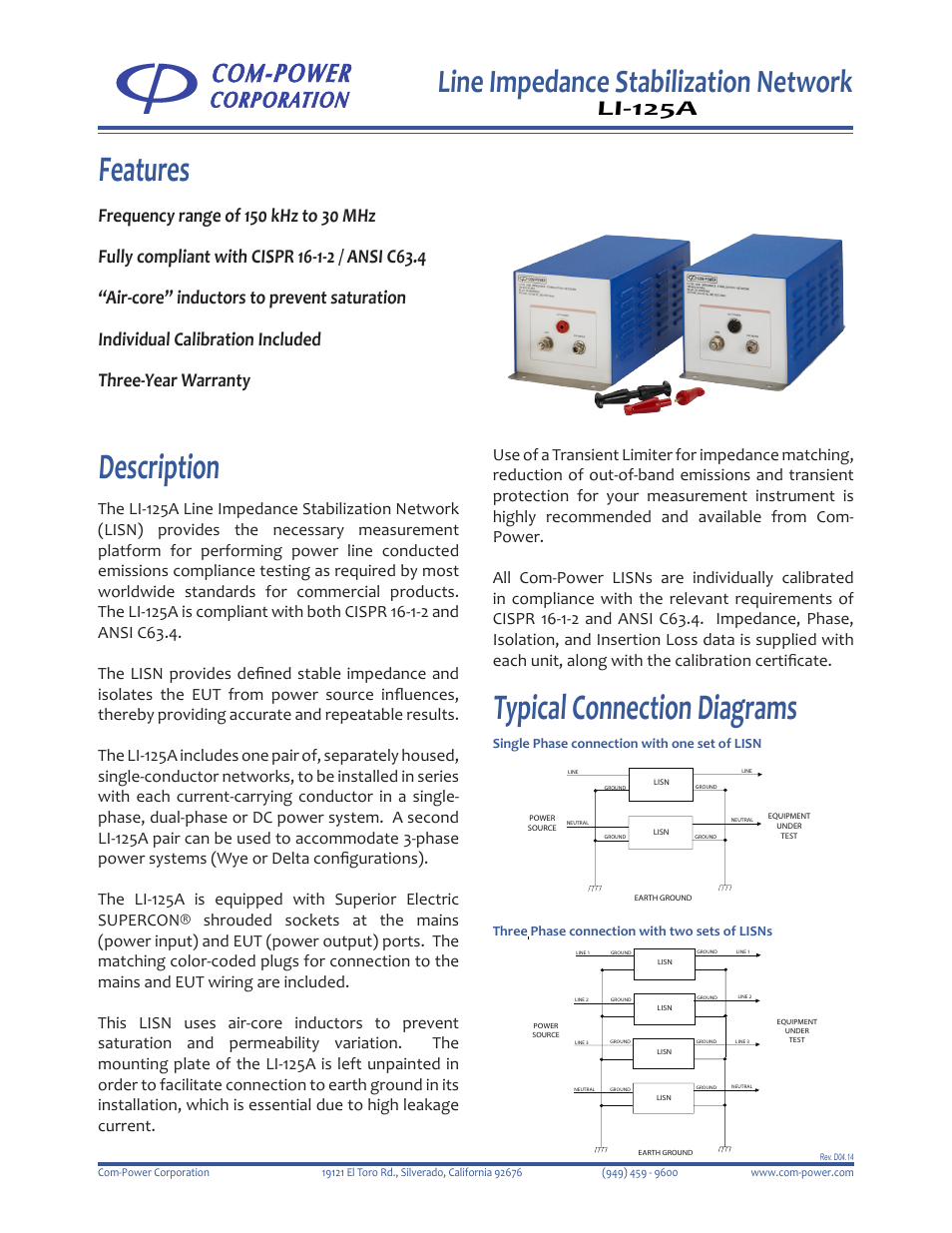Com-Power LI-125A User Manual | 2 pages