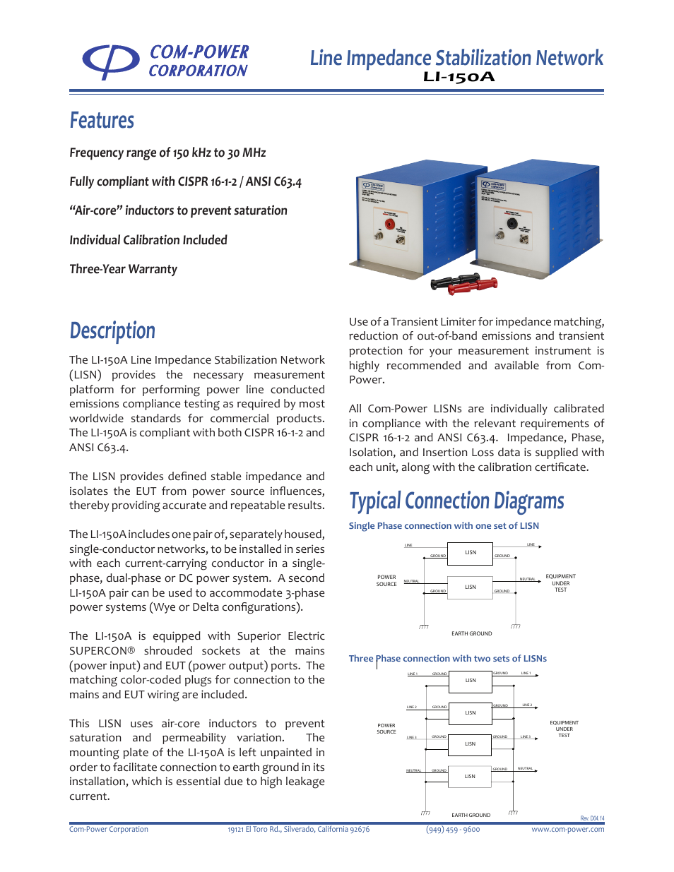 Com-Power LI-150A User Manual | 2 pages