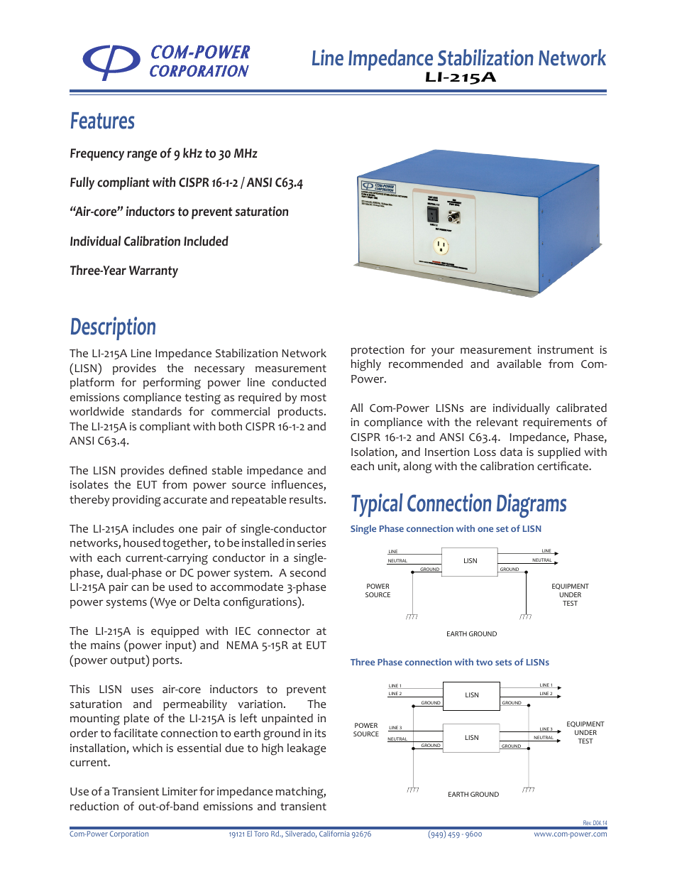 Com-Power LI-215A User Manual | 2 pages