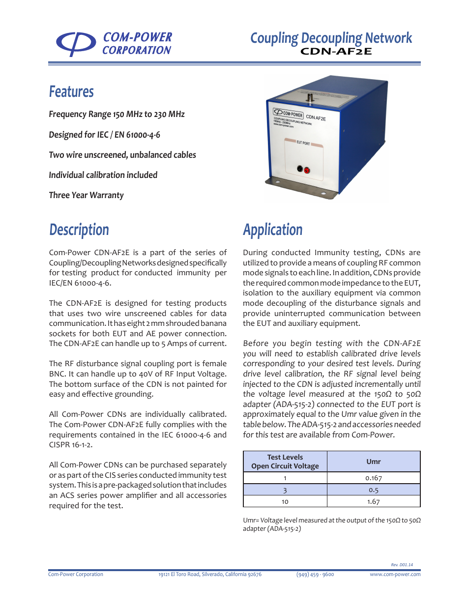 Com-Power CDN-AF2E User Manual | 2 pages