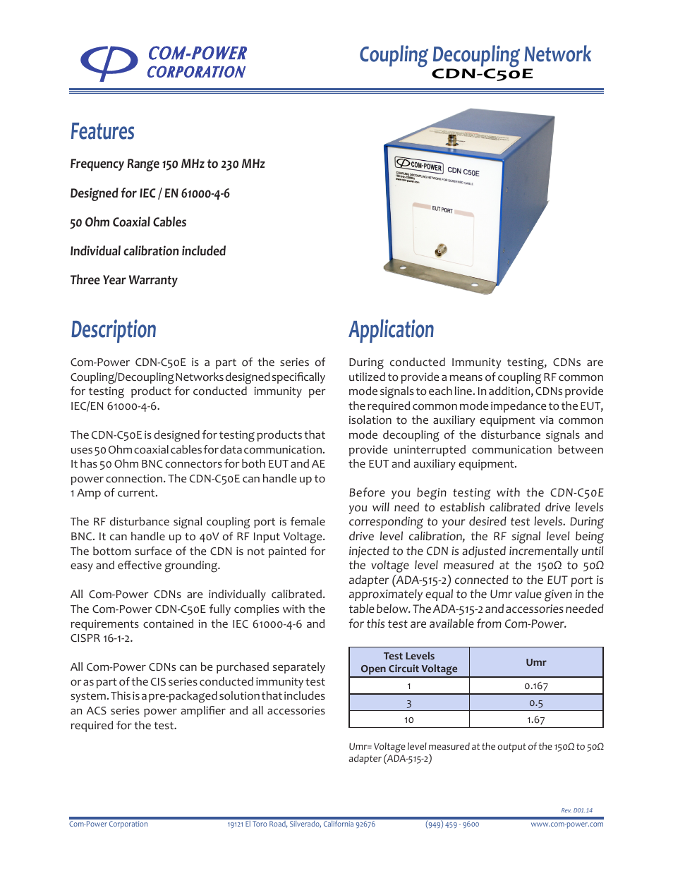 Com-Power CDN-C50E User Manual | 2 pages