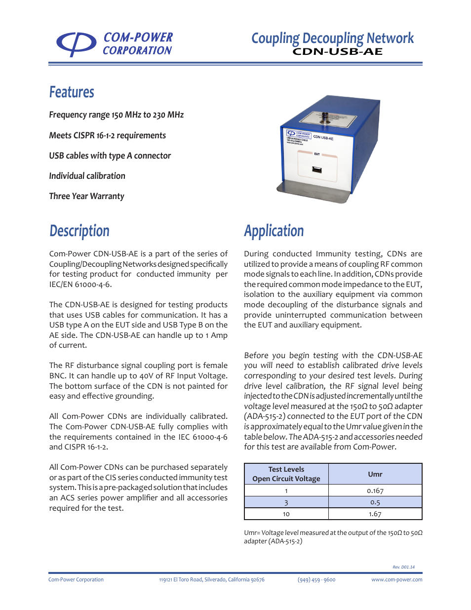 Com-Power CDN-USB-AE User Manual | 2 pages