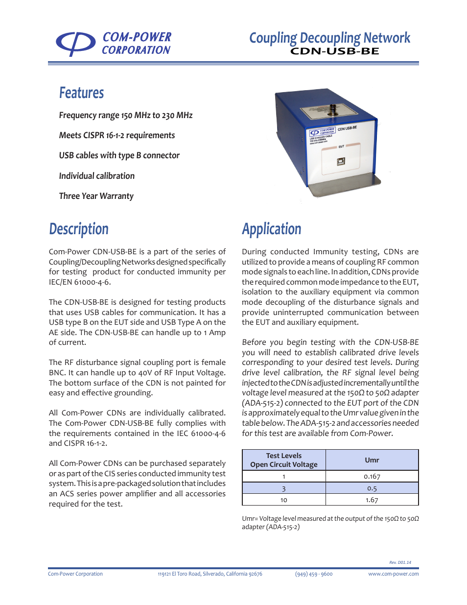 Com-Power CDN-USB-BE User Manual | 2 pages