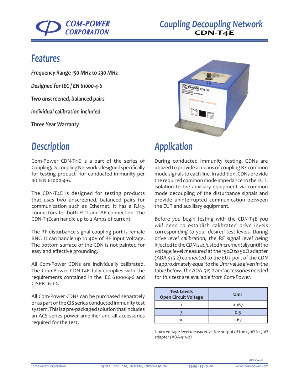 Com-Power CDN-T4E User Manual | 2 pages