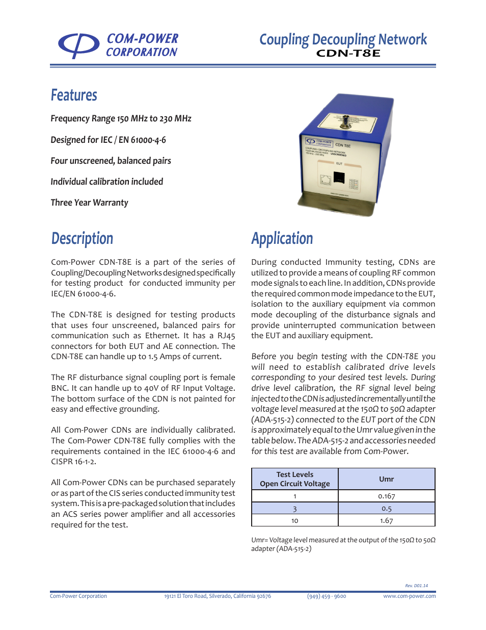 Com-Power CDN-T8E User Manual | 2 pages