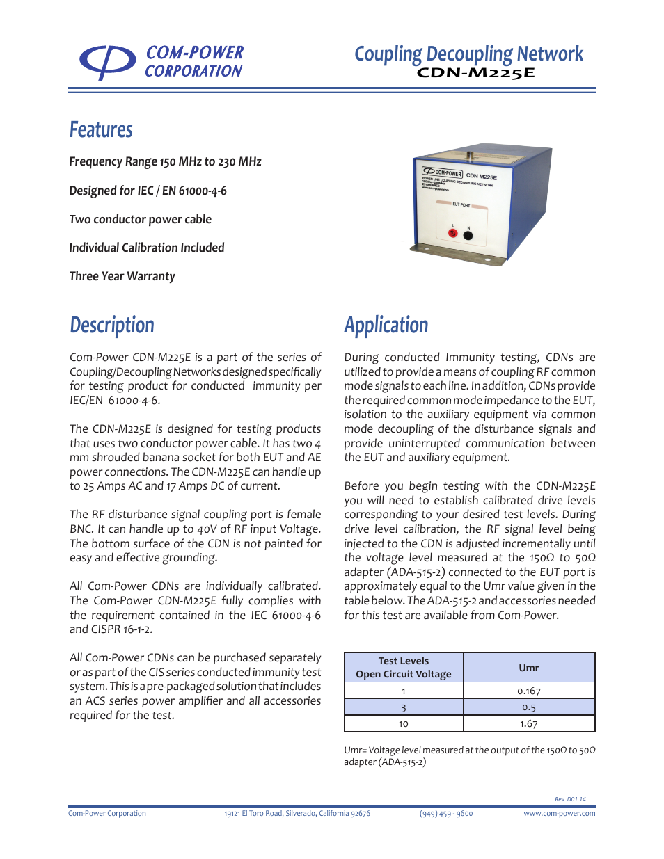 Com-Power CDN-M225E User Manual | 2 pages