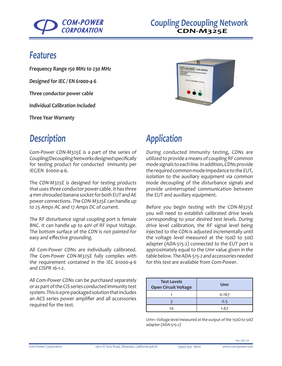 Com-Power CDN-M325E User Manual | 2 pages