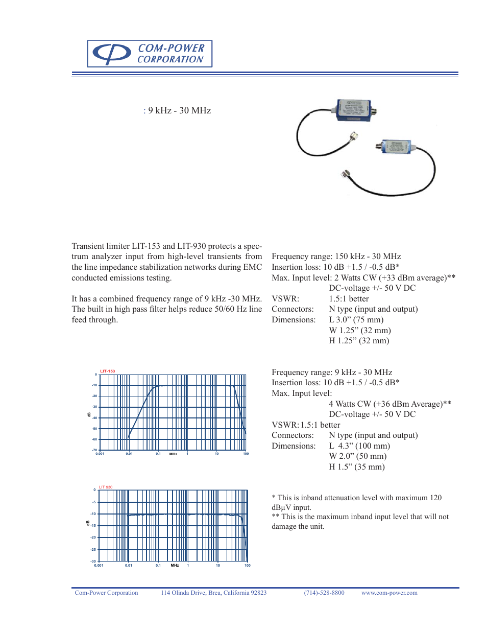 Com-Power LIT-930 User Manual | 1 page