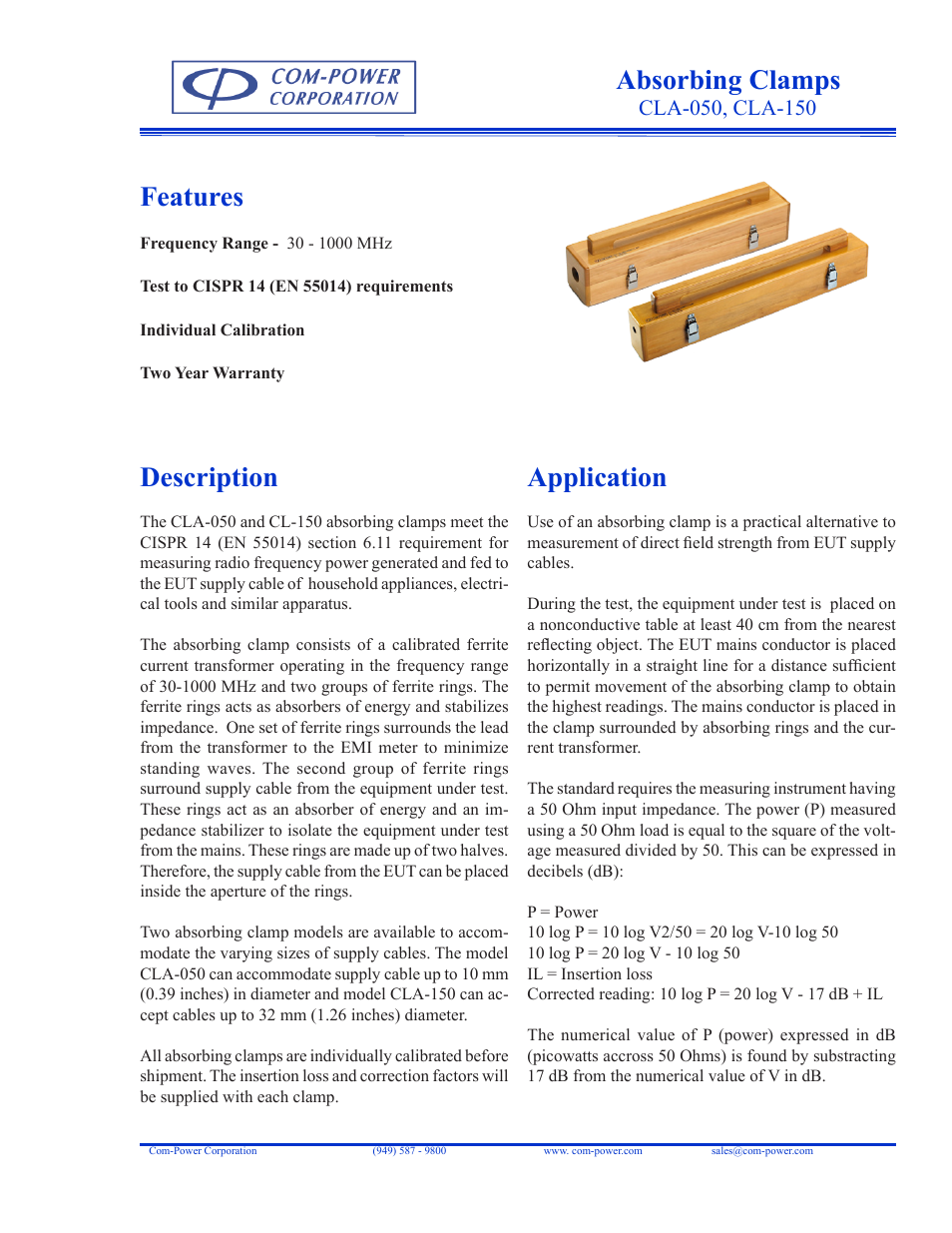 Com-Power CLA-050 User Manual | 2 pages