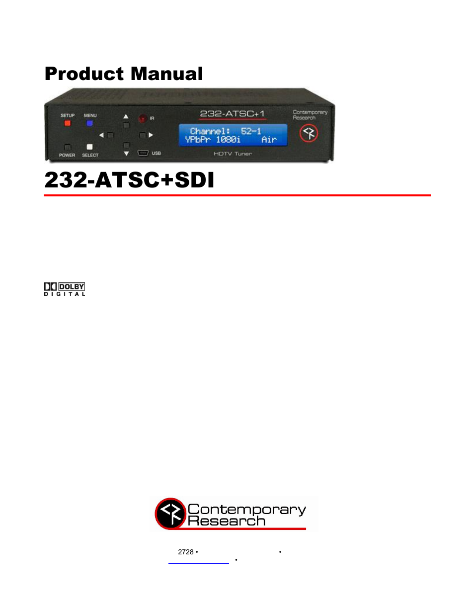Contemporary Research ATSC+SDI User Manual | 29 pages