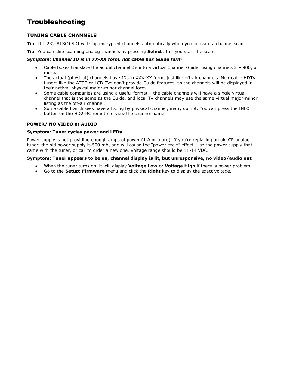 Troubleshooting | Contemporary Research ATSC+SDI User Manual | Page 10 / 29