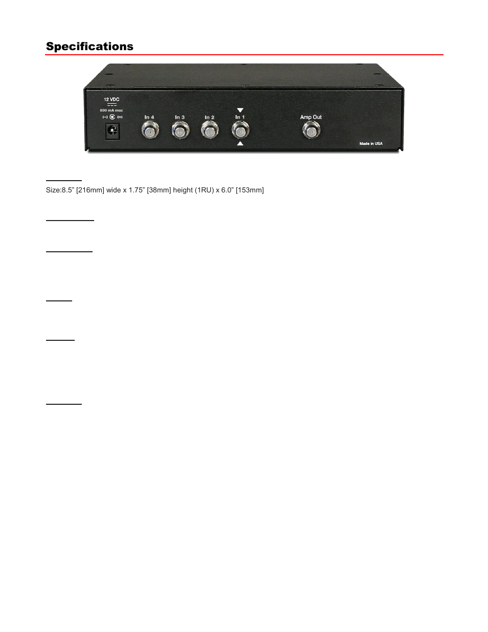 Specifications | Contemporary Research QDA4-45 RF User Manual | Page 4 / 8