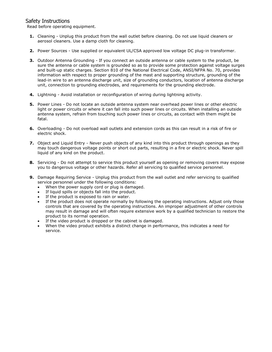 Safety instructions | Contemporary Research QMOD-HD Manual User Manual | Page 14 / 15