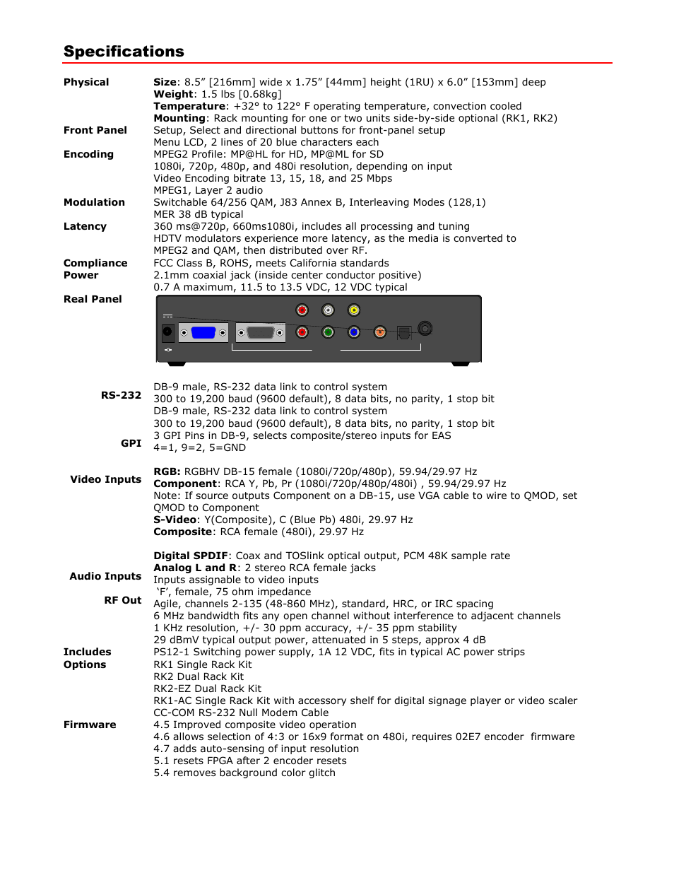 Specifications, Contemporary research 4 qmod-hd | Contemporary Research QMOD-HD Manual User Manual | Page 4 / 15