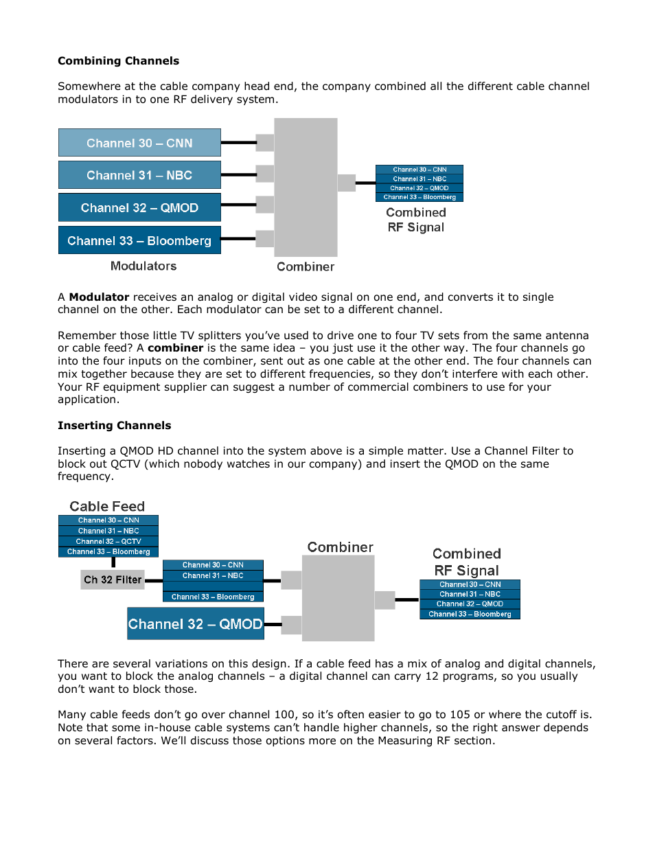 Combining channels, Inserting channels | Contemporary Research QMOD-SDI Integration Guide User Manual | Page 12 / 19