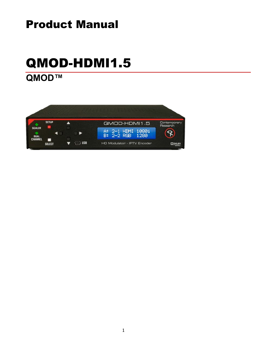 Contemporary Research QMOD-HDMI1.5 User Manual | 13 pages