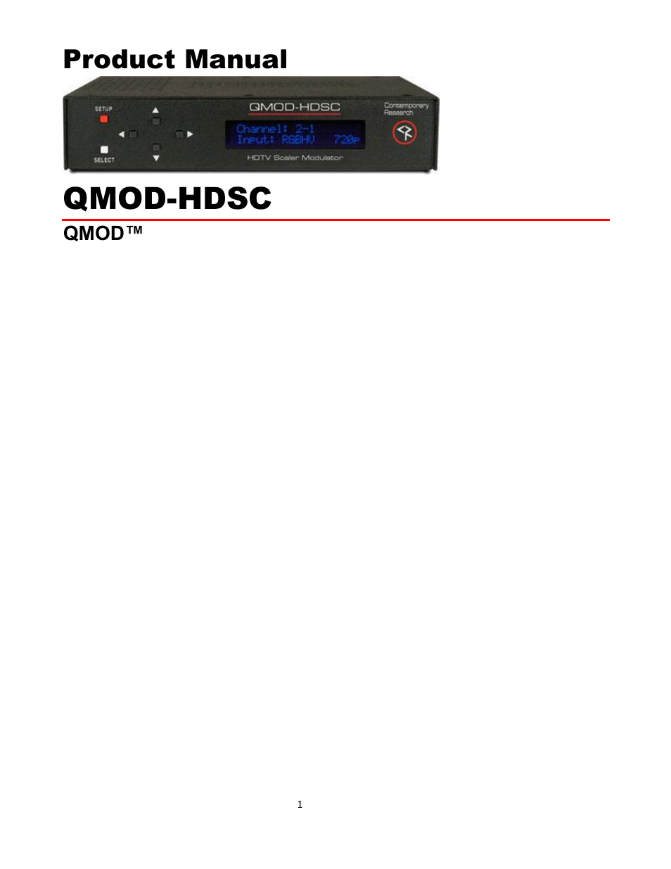 Contemporary Research QMOD-HDSC Manual User Manual | 17 pages