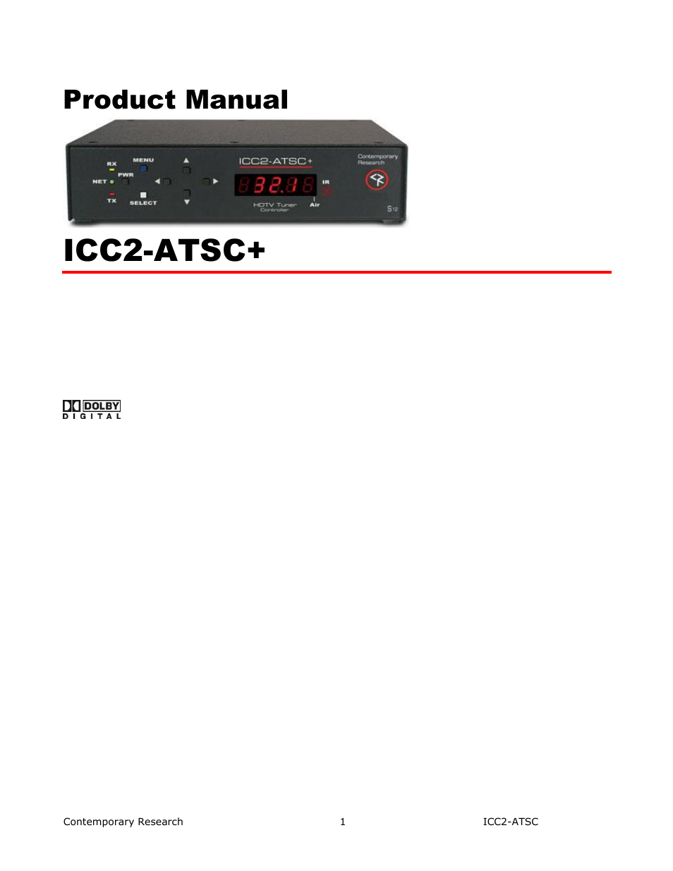 Contemporary Research ICC2-ATSC+ Manual User Manual | 30 pages
