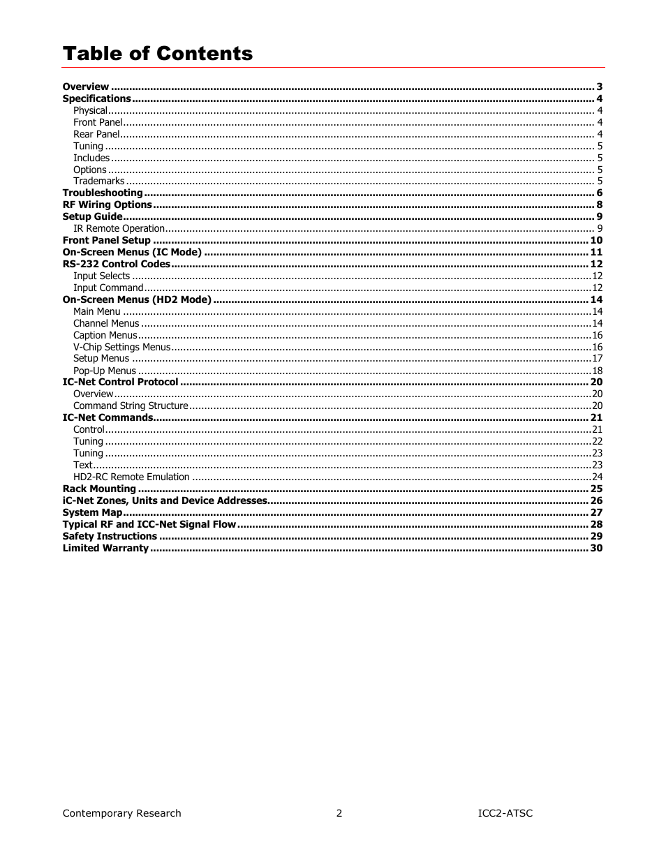 Contemporary Research ICC2-ATSC+ Manual User Manual | Page 2 / 30