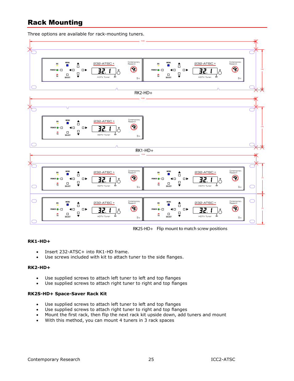 Rack mounting | Contemporary Research ICC2-ATSC+ Manual User Manual | Page 25 / 30