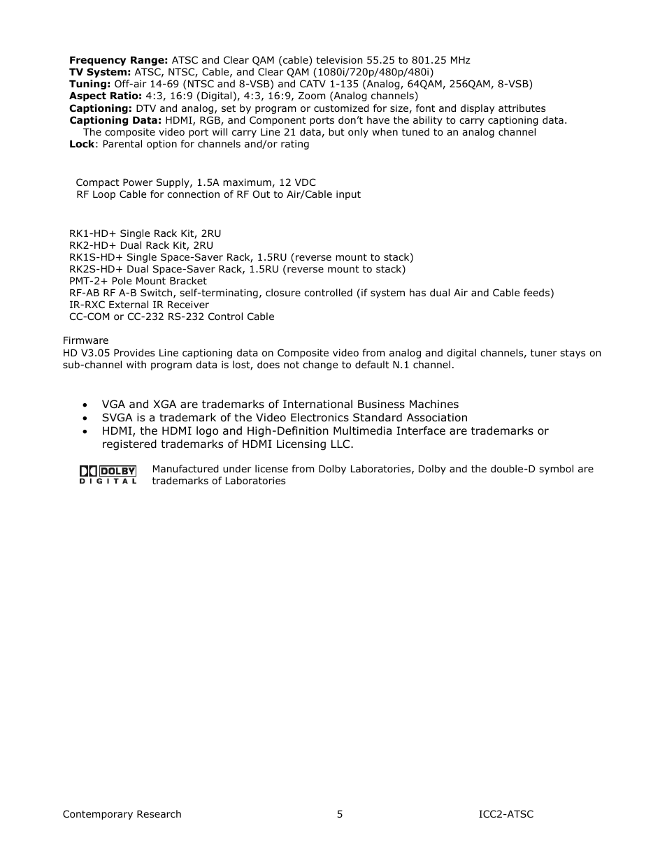 Contemporary Research ICC2-ATSC+ Manual User Manual | Page 5 / 30