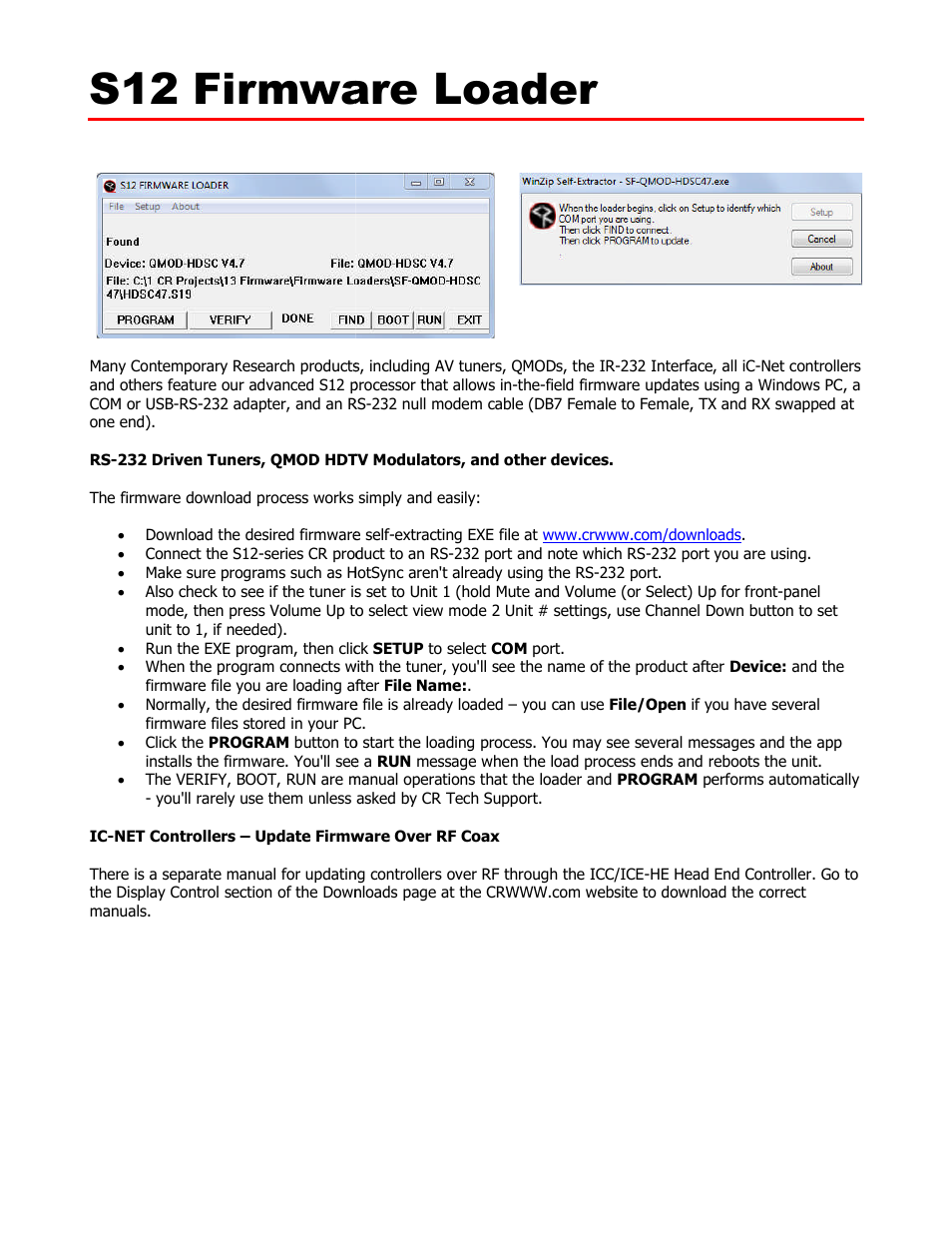 Contemporary Research ICC2-ATSC+ Firmware Installer instructions User Manual | 1 page
