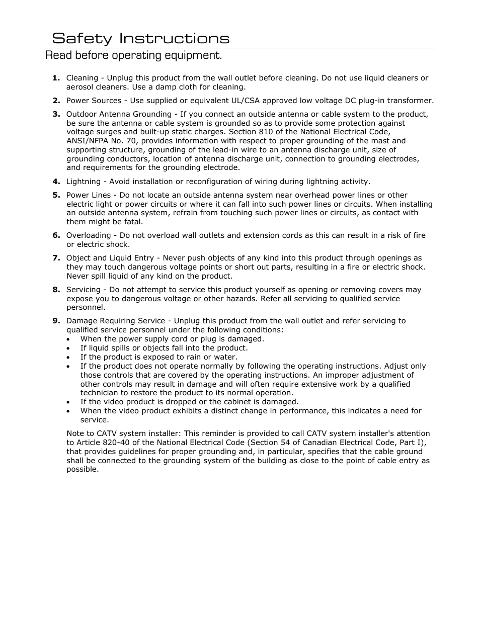 Safety instructions, Read before operating equipment | Contemporary Research ICE-HE User Manual | Page 25 / 27