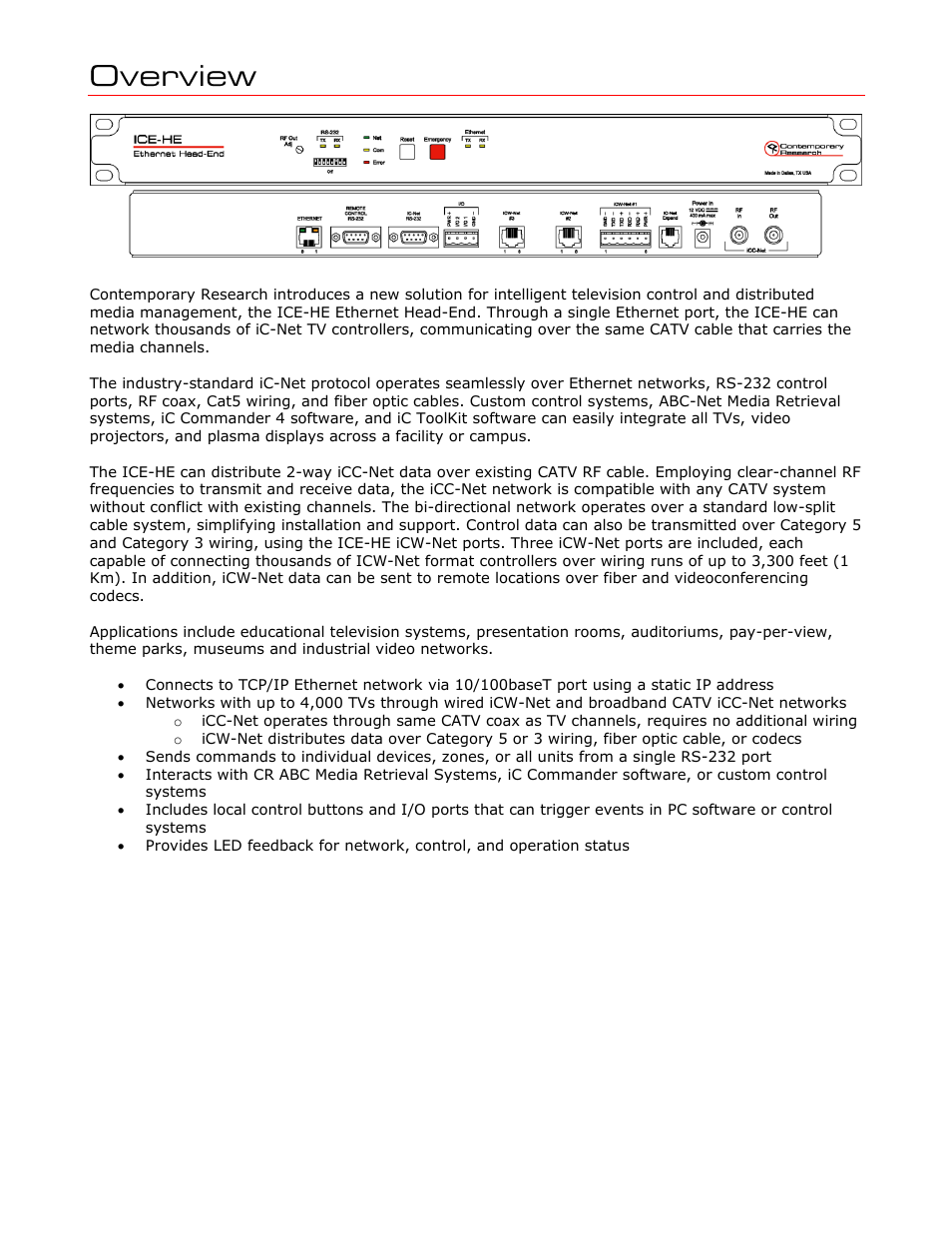 Overview | Contemporary Research ICE-HE User Manual | Page 3 / 27