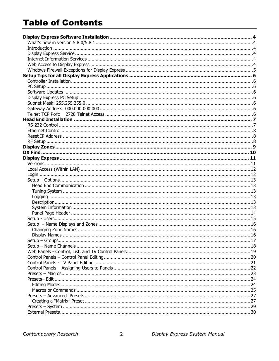Contemporary Research SW-DX Manual User Manual | Page 2 / 36